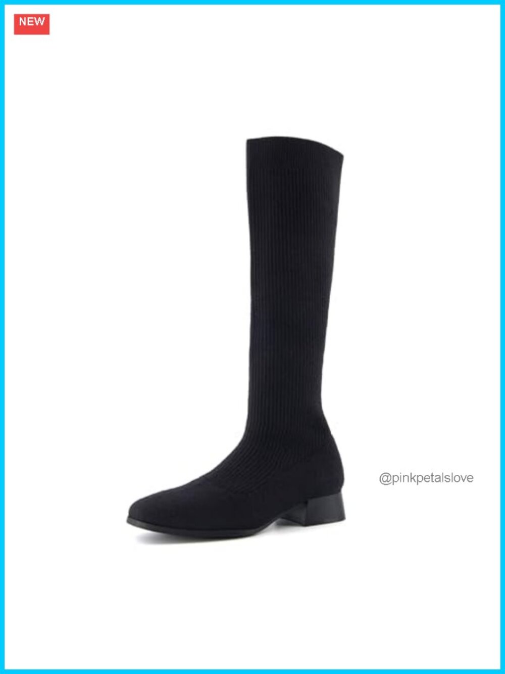 Knee-High Stretch Slip-On Boot Memory Foam Low Block Heel Tall Shaft